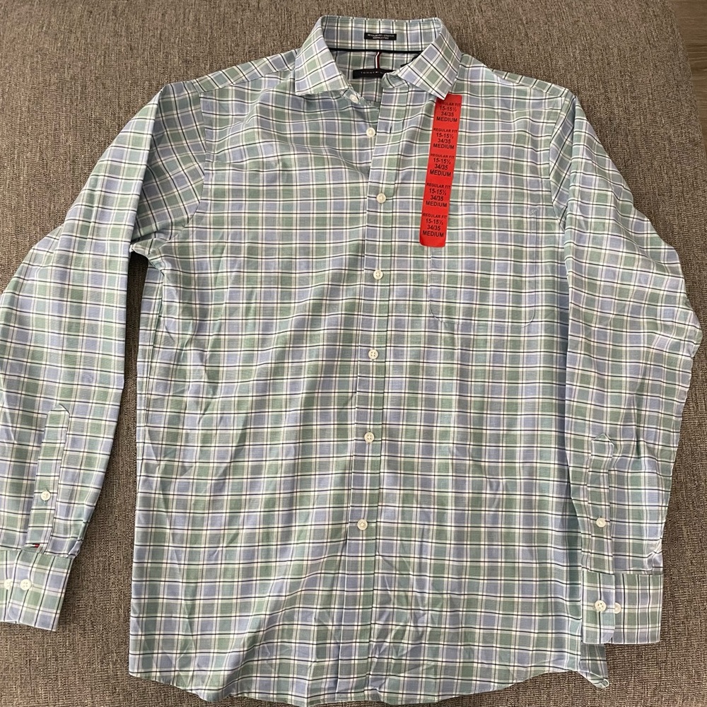 Tommy Hilfiger Green and Blue Plaid Shirt